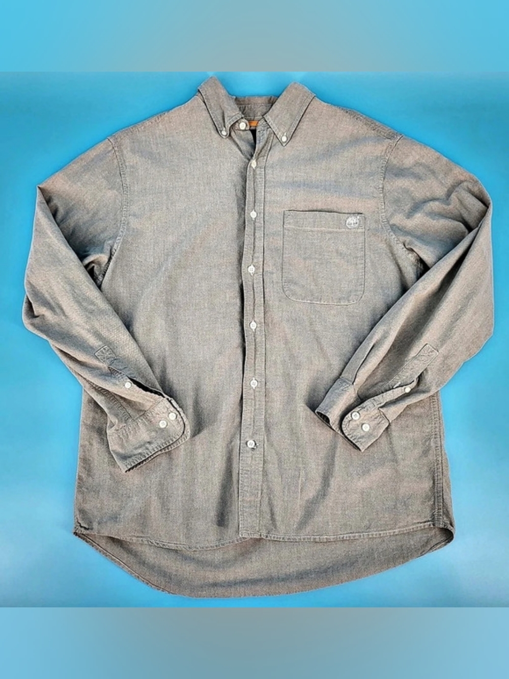 Timberland Oxford Shirt Men's Gray Button Down Size Large